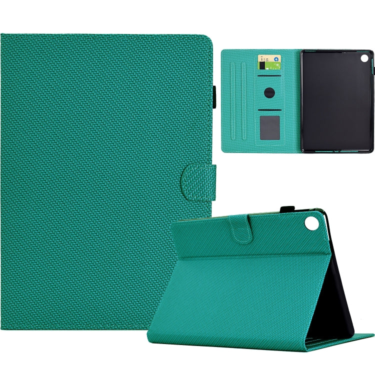 For Samsung Galaxy Tab A11 / A9 Solid Color Fiber Texture Smart Tablet Leather Case(Lake Green) by bashfashion
