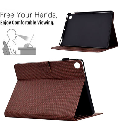 For Samsung Galaxy Tab A11+ / A9+ Solid Color Fiber Texture Smart Tablet Leather Case(Brown) by bashfashion