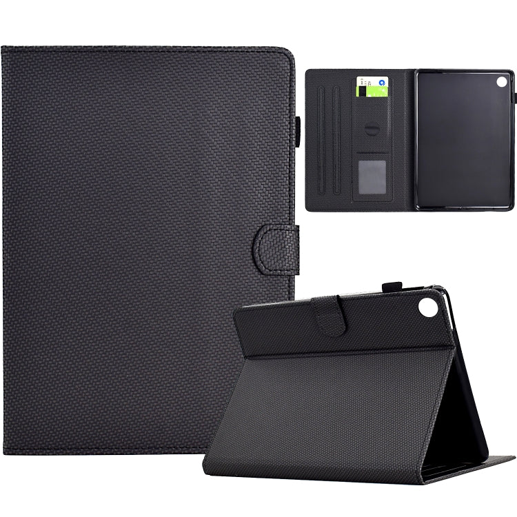 For Samsung Galaxy Tab A11+ / A9+ Solid Color Fiber Texture Smart Tablet Leather Case(Black) by bashfashion