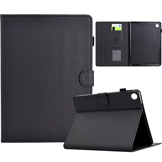For Samsung Galaxy Tab A11+ / A9+ Solid Color Fiber Texture Smart Tablet Leather Case(Black) by bashfashion