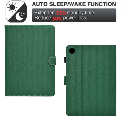 For Samsung Galaxy Tab A11+ / A9+ Solid Color Fiber Texture Smart Tablet Leather Case(Green) by bashfashion