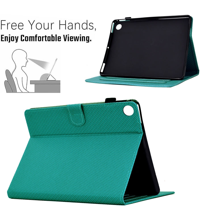 For Samsung Galaxy Tab A11+ / A9+ Solid Color Fiber Texture Smart Tablet Leather Case(Lake Green) by bashfashion