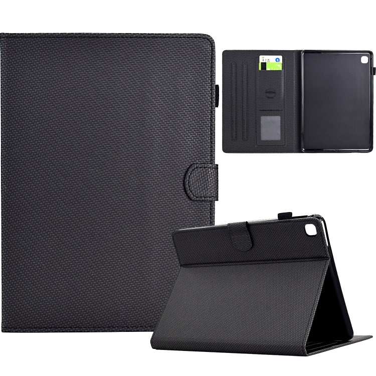 For Samsung Galaxy Tab S6 Lite Solid Color Fiber Texture Smart Tablet Leather Case(Black) by bashfashion