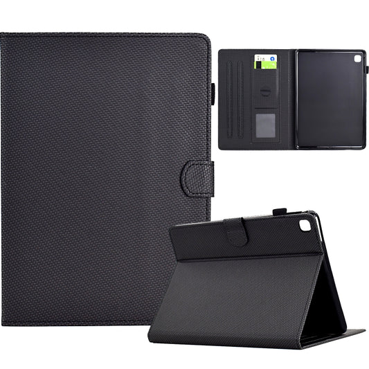 For Samsung Galaxy Tab S6 Lite Solid Color Fiber Texture Smart Tablet Leather Case(Black) by bashfashion
