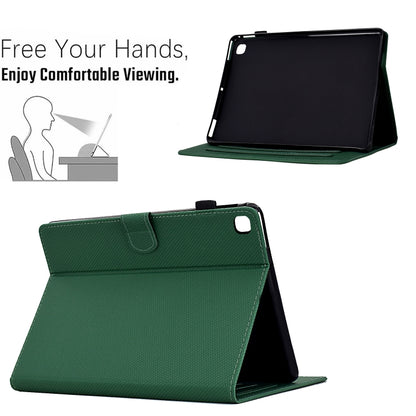 For Samsung Galaxy Tab S6 Lite Solid Color Fiber Texture Smart Tablet Leather Case(Green) by bashfashion