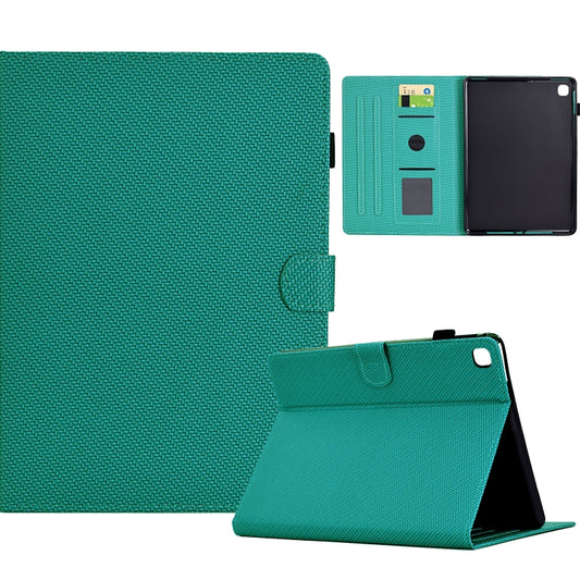 For Samsung Galaxy Tab S6 Lite Solid Color Fiber Texture Smart Tablet Leather Case(Lake Green) by bashfashion