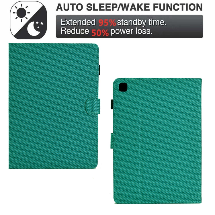 For Samsung Galaxy Tab S6 Lite Solid Color Fiber Texture Smart Tablet Leather Case(Lake Green) by bashfashion