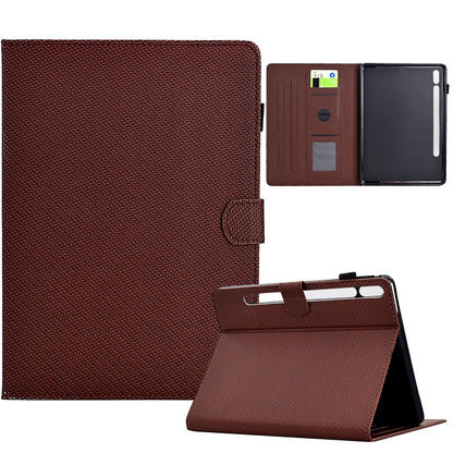 For Samsung Galaxy Tab S7 / S8 Solid Color Fiber Texture Smart Tablet Leather Case(Brown) by bashfashion