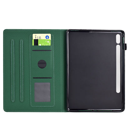 For Samsung Galaxy Tab S7 / S8 Solid Color Fiber Texture Smart Tablet Leather Case(Green) by bashfashion