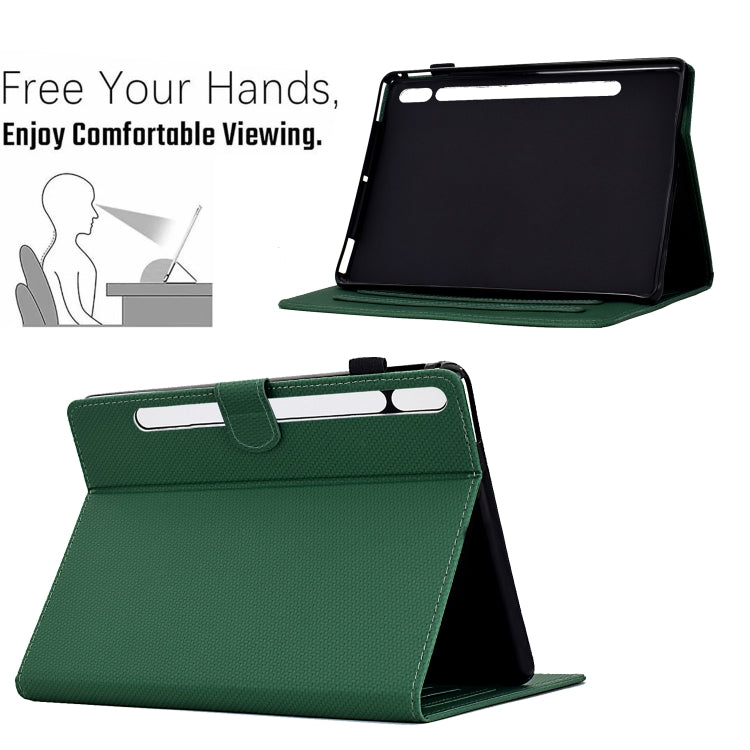 For Samsung Galaxy Tab S7 / S8 Solid Color Fiber Texture Smart Tablet Leather Case(Green) by bashfashion