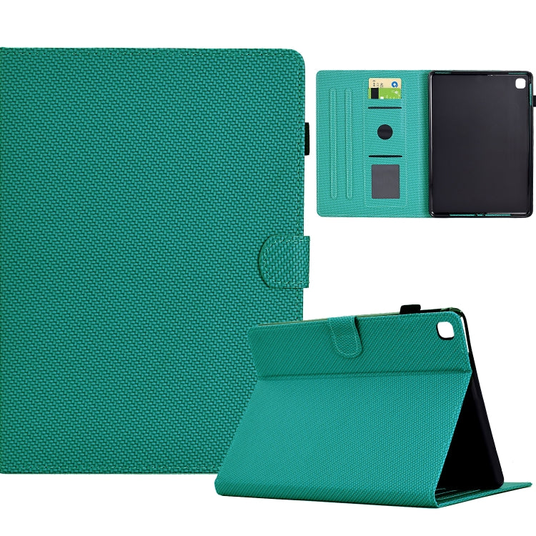 For Samsung Galaxy Tab A7 10.4 2020 Solid Color Fiber Texture Smart Tablet Leather Case(Lake Green) by bashfashion