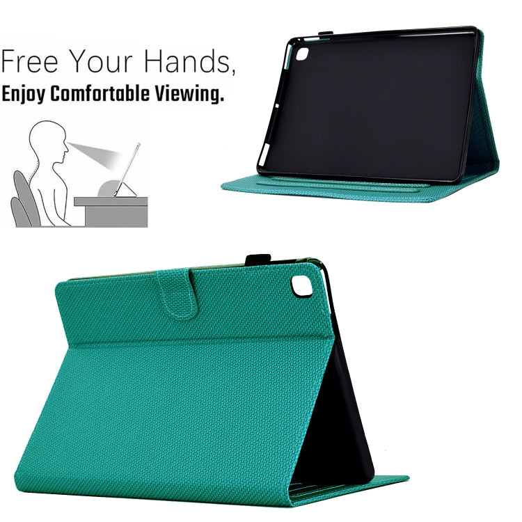 For Samsung Galaxy Tab A7 10.4 2020 Solid Color Fiber Texture Smart Tablet Leather Case(Lake Green) by bashfashion