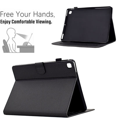 For Samsung Galaxy Tab A 10.1 2019 Solid Color Fiber Texture Smart Tablet Leather Case(Black) by bashfashion
