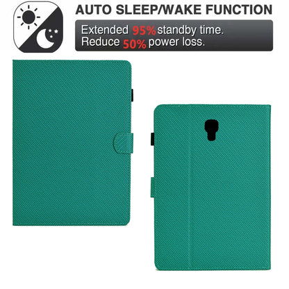 For Samsung Galaxy Tab A 10.5 Solid Color Fiber Texture Smart Tablet Leather Case(Lake Green) by bashfashion