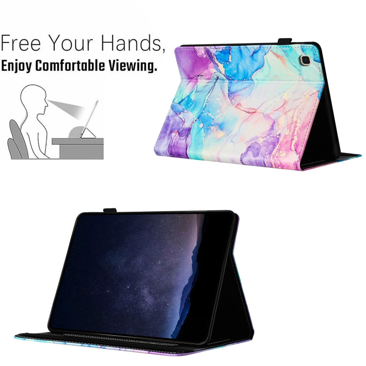 For Samsung Galaxy Tab S6 Lite P610 Marble Litchi Leather Smart Tablet Case(Purple Blue) by bashfashion