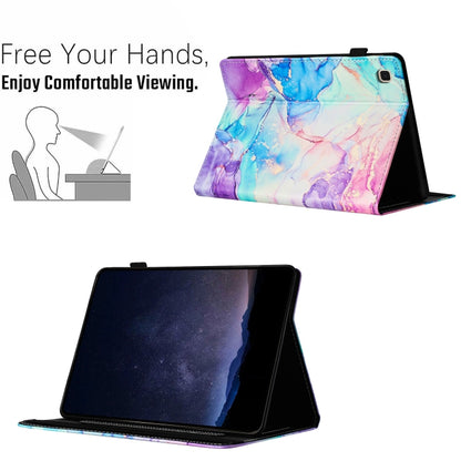For Samsung Galaxy Tab S6 Lite P610 Marble Litchi Leather Smart Tablet Case(Purple Blue) by bashfashion
