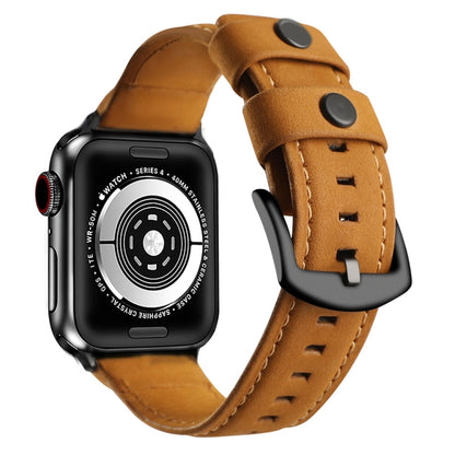 For Apple Watch 5 & 4 44mm / 3 & 2 & 1 42mm Leather Watch Band(Brown) by bashfashion