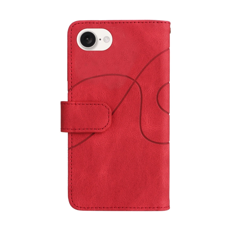 For iPhone 16e Dual-color 9 Card Slots Zipper Wallet Leather Phone Case(Red) by bashfashion