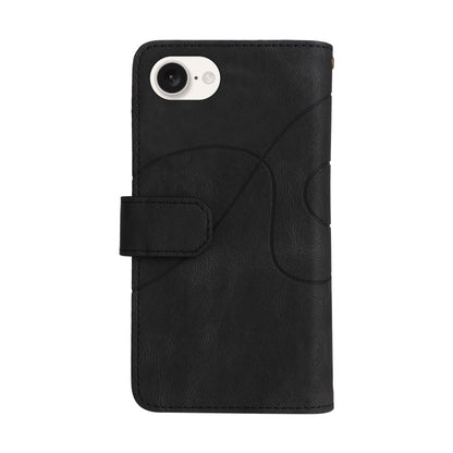 For iPhone 16e Dual-color 9 Card Slots Zipper Wallet Leather Phone Case(Black) by bashfashion