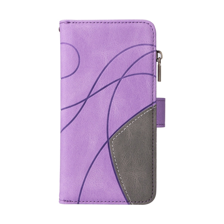 For iPhone 16e Dual-color 9 Card Slots Zipper Wallet Leather Phone Case(Purple) by bashfashion