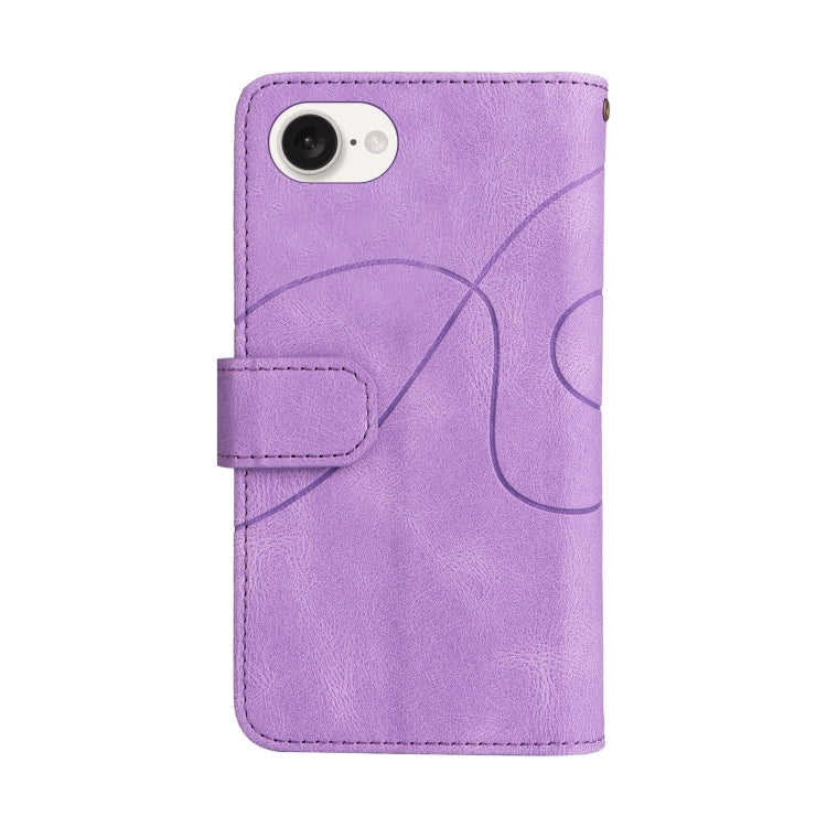 For iPhone 16e Dual-color 9 Card Slots Zipper Wallet Leather Phone Case(Purple) by bashfashion