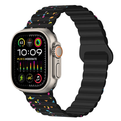 For Apple Watch Ultra 2 49mm Colorful Dots Magnetic Silicone Watch Band(Black) by bashfashion