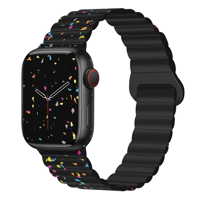 For Apple Watch Series 9 41mm Colorful Dots Magnetic Silicone Watch Band(Black) by bashfashion