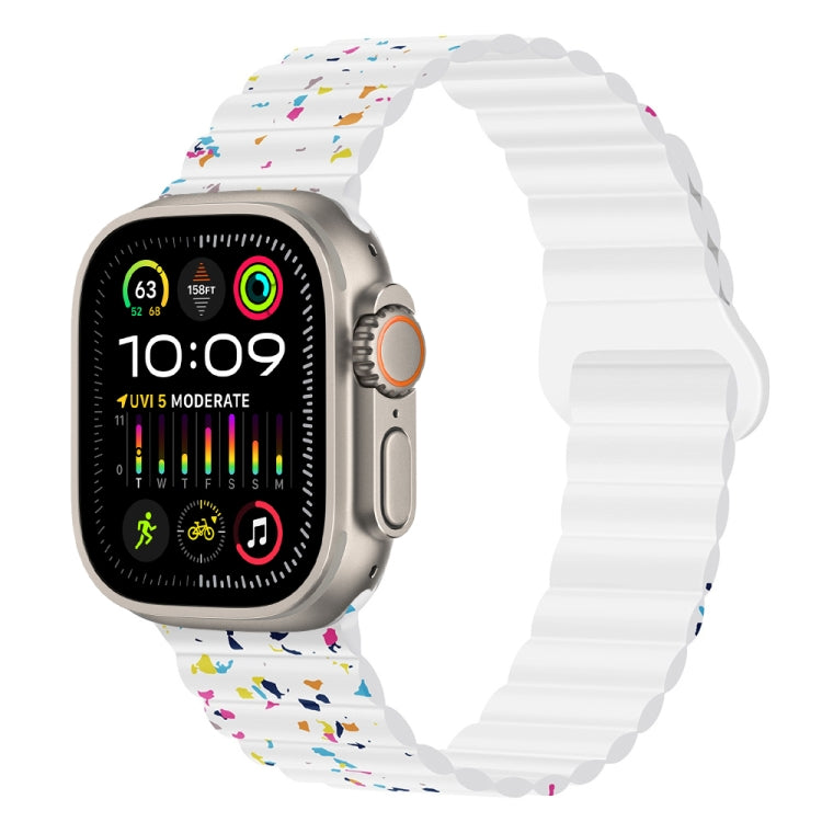 For Apple Watch Ultra 49mm Colorful Dots Magnetic Silicone Watch Band(White) by bashfashion