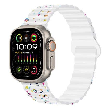 For Apple Watch Ultra 49mm Colorful Dots Magnetic Silicone Watch Band(White) by bashfashion