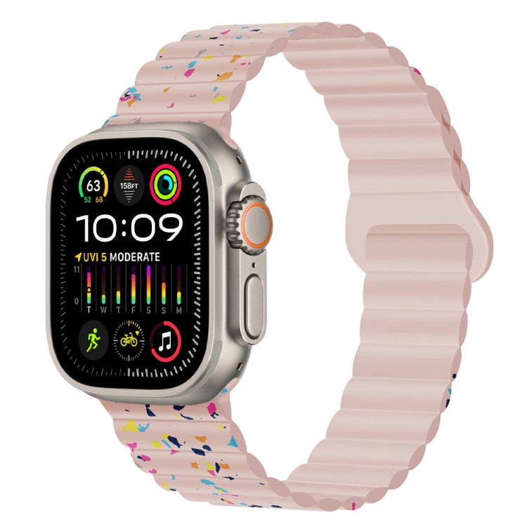 For Apple Watch Ultra 49mm Colorful Dots Magnetic Silicone Watch Band(Pink) by bashfashion