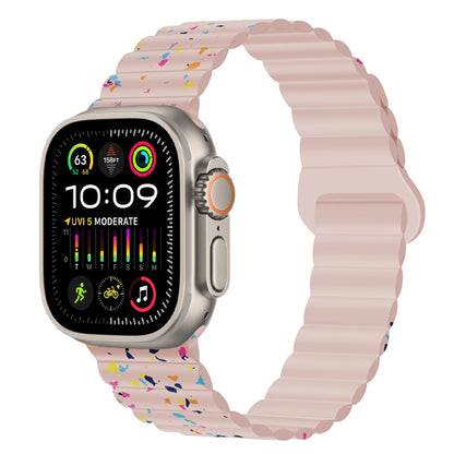 For Apple Watch Ultra 49mm Colorful Dots Magnetic Silicone Watch Band(Pink) by bashfashion