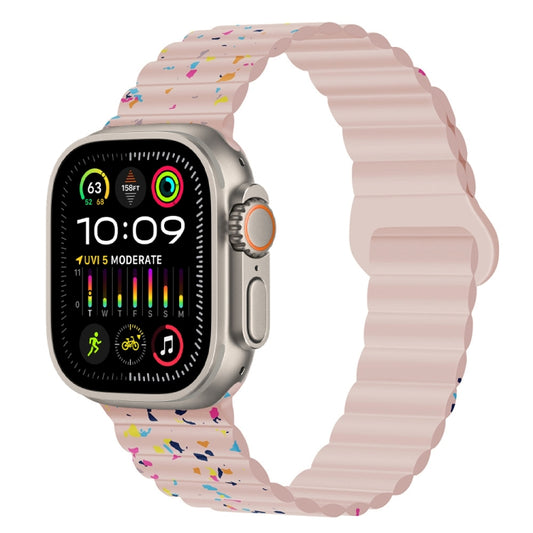 For Apple Watch Ultra 49mm Colorful Dots Magnetic Silicone Watch Band(Pink) by bashfashion