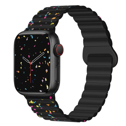 For Apple Watch SE 2022 40mm Colorful Dots Magnetic Silicone Watch Band(Black) by bashfashion