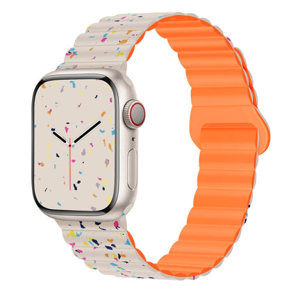For Apple Watch SE 2022 40mm Colorful Dots Magnetic Silicone Watch Band(Starlight+Orange) by bashfashion