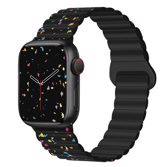 For Apple Watch Series 5 40mm Colorful Dots Magnetic Silicone Watch Band(Black) by bashfashion