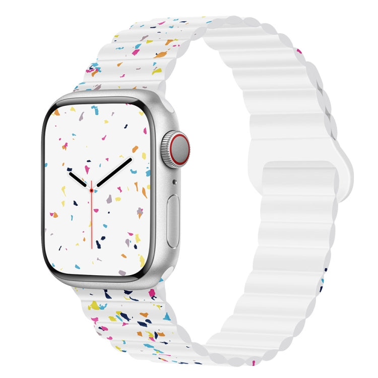 For Apple Watch Series 4 40mm Colorful Dots Magnetic Silicone Watch Band(White) by bashfashion