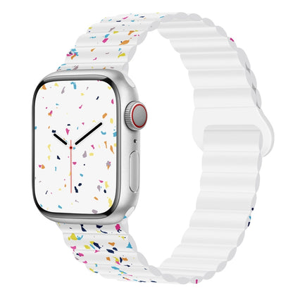 For Apple Watch Series 3 42mm Colorful Dots Magnetic Silicone Watch Band(White) by bashfashion
