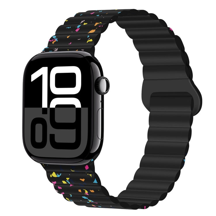 For Apple Watch Series 10 46mm Colorful Dots Magnetic Silicone Watch Band(Black) by bashfashion