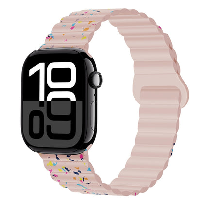 For Apple Watch Series 10 46mm Colorful Dots Magnetic Silicone Watch Band(Pink) by bashfashion