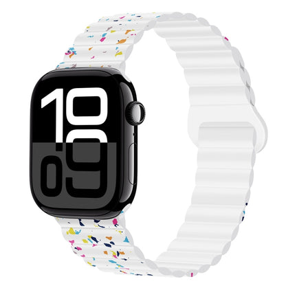 For Apple Watch Series 10 42mm Colorful Dots Magnetic Silicone Watch Band(White) by bashfashion