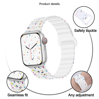 For Apple Watch Series 6 40mm Colorful Dots Magnetic Silicone Watch Band(Starlight+Orange) by bashfashion