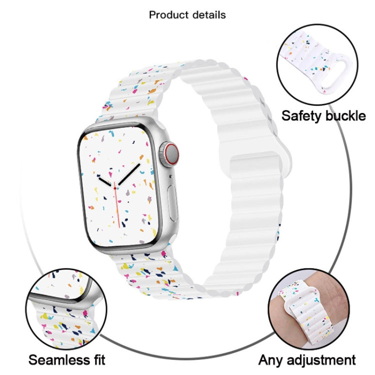 For Apple Watch SE 2023 44mm Colorful Dots Magnetic Silicone Watch Band(Pink) by bashfashion