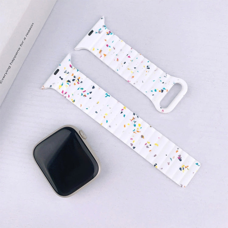 For Apple Watch SE 2023 40mm Colorful Dots Magnetic Silicone Watch Band(Black) by bashfashion