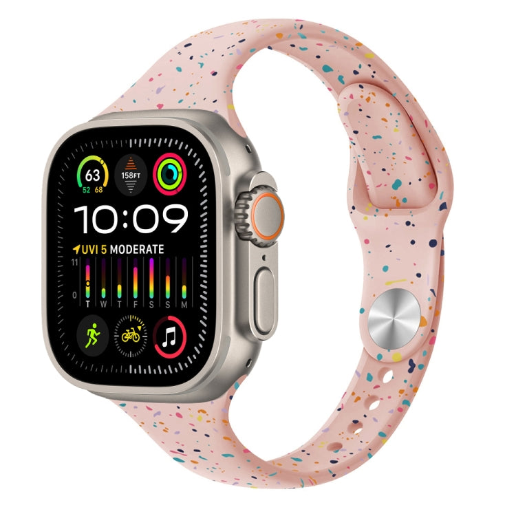 For Apple Watch Ultra 2 49mm Slim Style Colorful Dots Silicone Watch Band(Pink Sand) by bashfashion