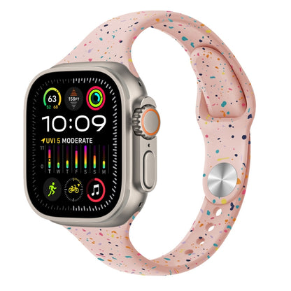 For Apple Watch Ultra 2 49mm Slim Style Colorful Dots Silicone Watch Band(Pink Sand) by bashfashion