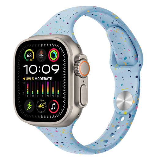 For Apple Watch Ultra 2 49mm Slim Style Colorful Dots Silicone Watch Band(Light Blue) by bashfashion