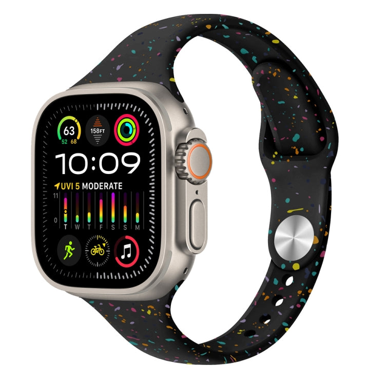 For Apple Watch Ultra 2 49mm Slim Style Colorful Dots Silicone Watch Band(Black) by bashfashion