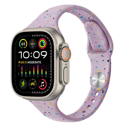 For Apple Watch Ultra 2 49mm Slim Style Colorful Dots Silicone Watch Band(Light Purple) by bashfashion