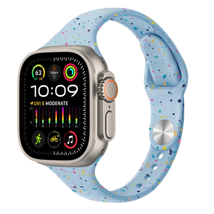 For Apple Watch Ultra 49mm Slim Style Colorful Dots Silicone Watch Band(Light Blue) by bashfashion