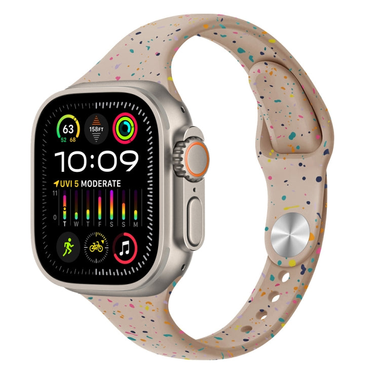 For Apple Watch Ultra 49mm Slim Style Colorful Dots Silicone Watch Band(Milk Tea) by bashfashion